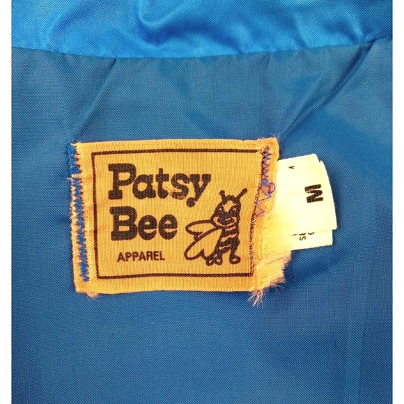 Vintage Racer Jacket Blue Patsy Bee 70s Zip Men Medium Shoulder Strap Neck Snaps - Picture 5 of 7